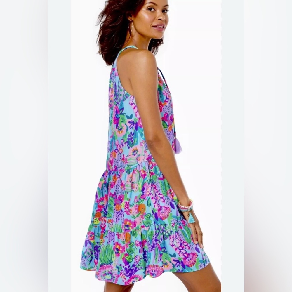 EEUC Lilly Pulitzer Carolane Lileeze Halter Swing Dress in Multi Me And My Zesty - Picture 4 of 9